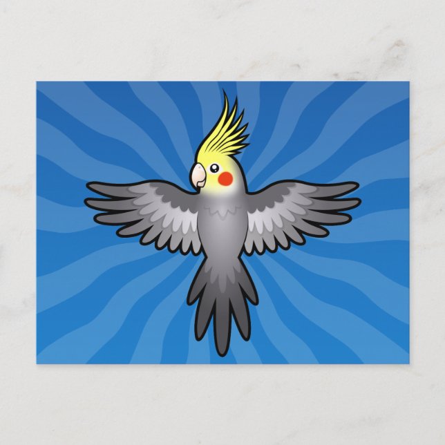 Cartoon Cockatiel Postkarte (Vorderseite)