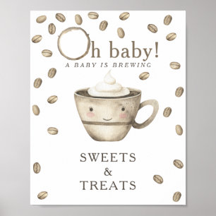 Cartoon Coffee Baby Dusche SÜSSIGKEITEN UND LECKER Poster