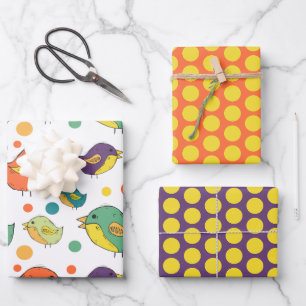 Cartoon coloré Oiseaux Enveloppement de papier feu