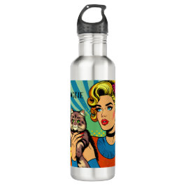 Cartoon Comic Pop Kunst, Dichtung und Musik Perso Edelstahlflasche