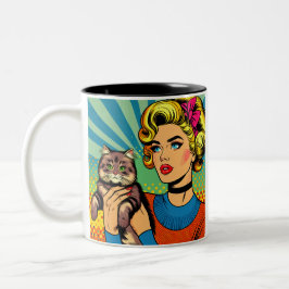 Cartoon Comic Pop Kunst, Dichtung und Musik Zweifarbige Tasse