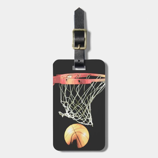 Cartoon Comic Style Basketball Gepäckstück Tag Gepäckanhänger (Vorderseite vertikal)