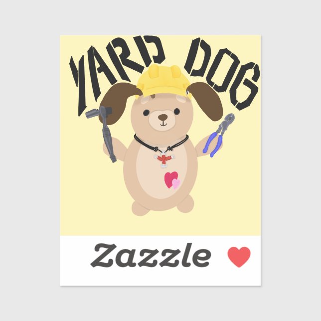 Cartoon Construction Worker Yard Hund Aufkleber (Blatt)