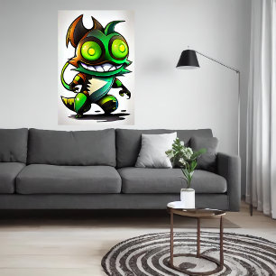 Cartoon coole Alien Kreatur Art der AI Poster