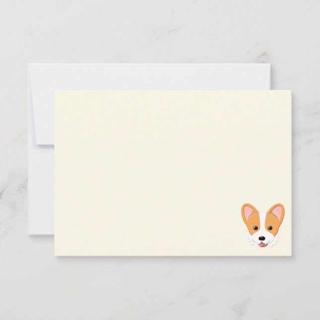Cartoon Corgi Blank Cream Off White Mitteilungskarte (Vorderseite)