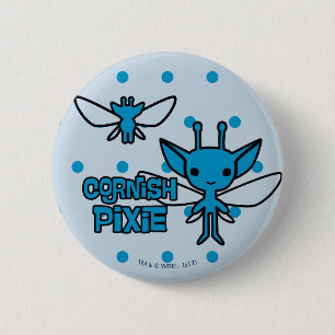Cartoon Cornish Pixie Character Art Button