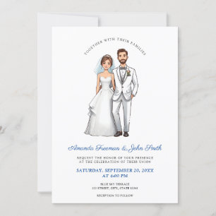 Cartoon Couple Foto Personalisiert Hochzeit Einladung