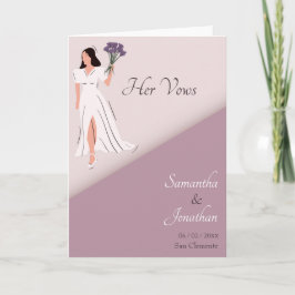 Cartoon Couple in Lila Wedding Ihre Vows Card Dankeskarte