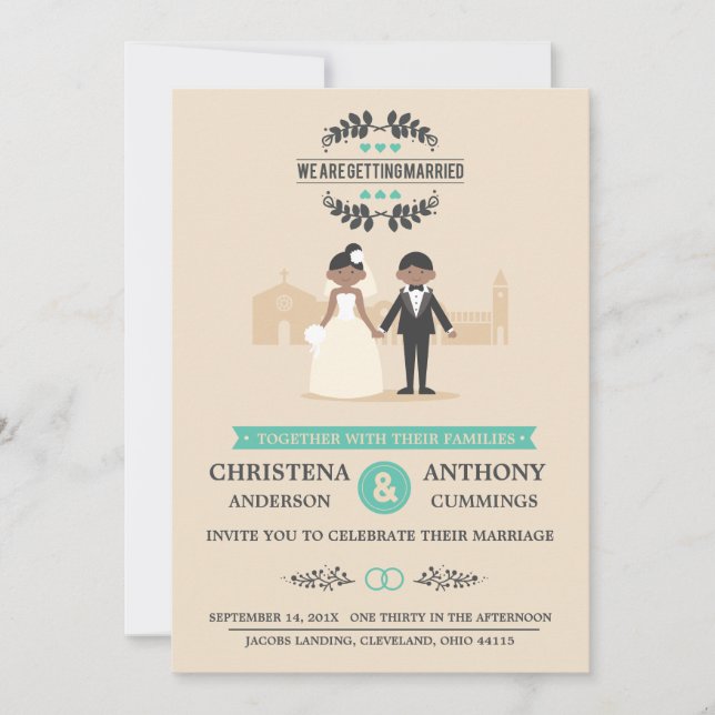 Cartoon Couple Wedding Invitation (LAA) Einladung (Vorderseite)