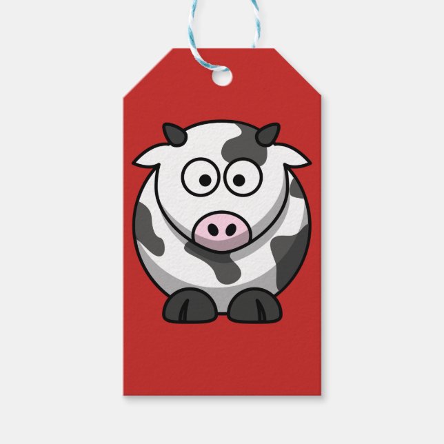 Cartoon Cow Custom Gift Tags Geschenkanhänger (Vorderseite)