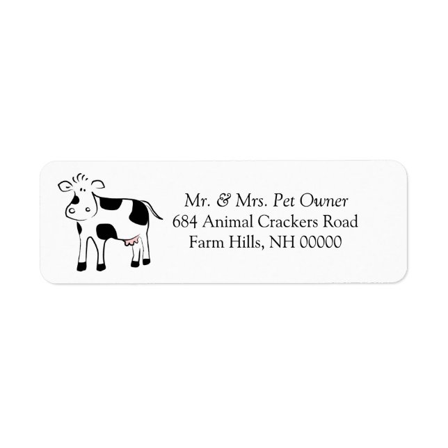 Cartoon Cow Thème Retour Adresse Étiquettes Sticke (Devant)