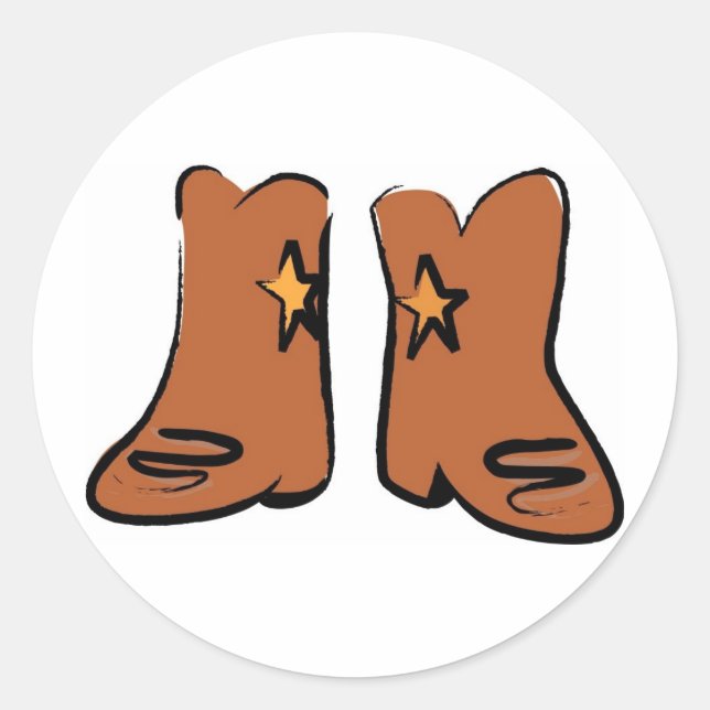 Cartoon Cowboy Boots Runder Aufkleber (Vorderseite)