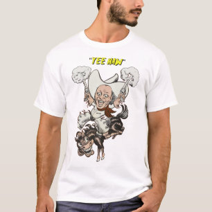 Cartoon cowboy shooting pistols riding horse art   T-Shirt