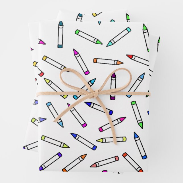 Cartoon Crayon Pattern Geschenkpapier Set (Beispiel)
