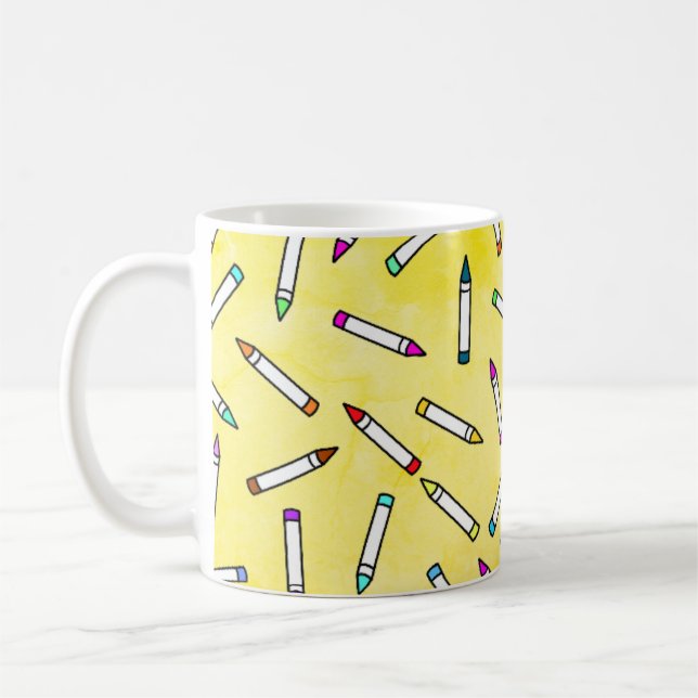 Cartoon Crayon Pattern Kaffeetasse (Links)