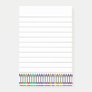Cartoon Crayon Pattern Lined Post-it Klebezettel