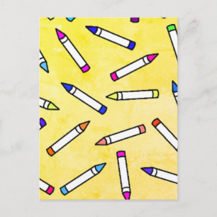Cartoon Crayon Pattern Postkarte