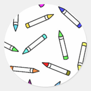 Cartoon Crayon Pattern Runder Aufkleber