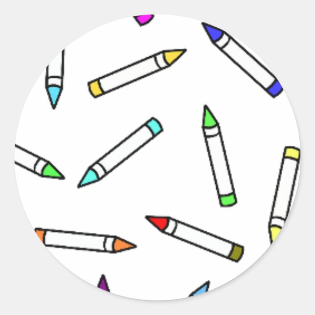 Cartoon Crayon Pattern Runder Aufkleber (Vorderseite)