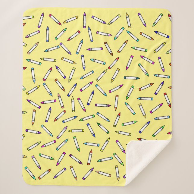 Cartoon Crayon Pattern Sherpadecke (Vorderseite)