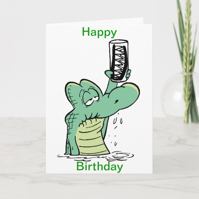 Cartoon crocodile amusant carte d'anniversaire (Devant)