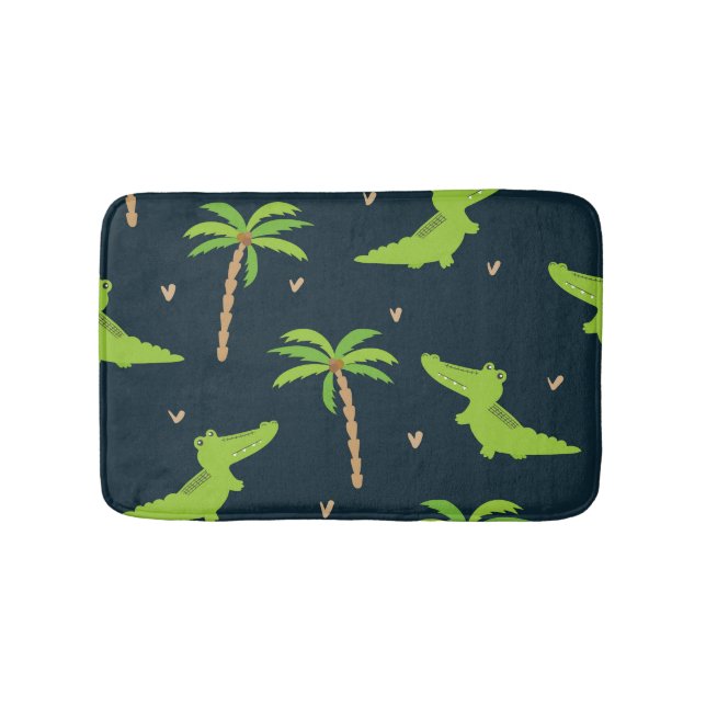 Cartoon Crocodiles: Alligator Palms Muster. Badematte (Vorderseite)