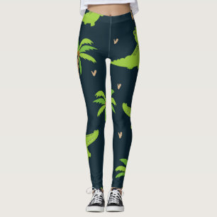 Cartoon Crocodiles: Alligator Palms Muster. Leggings