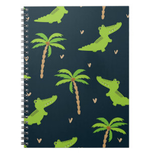 Cartoon Crocodiles: Alligator Palms Muster. Notizblock