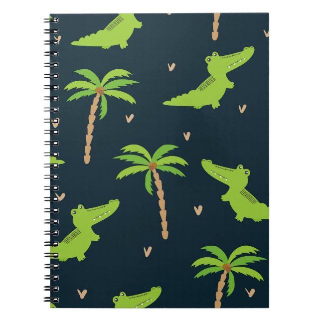 Cartoon Crocodiles: Alligator Palms Muster. Notizblock (Vorderseite)