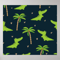 Cartoon Crocodiles: Alligator Palms Muster.