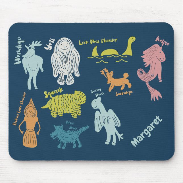 Cartoon Cryptids Cryptozoology Guide Personalisier Mousepad (Vorne)