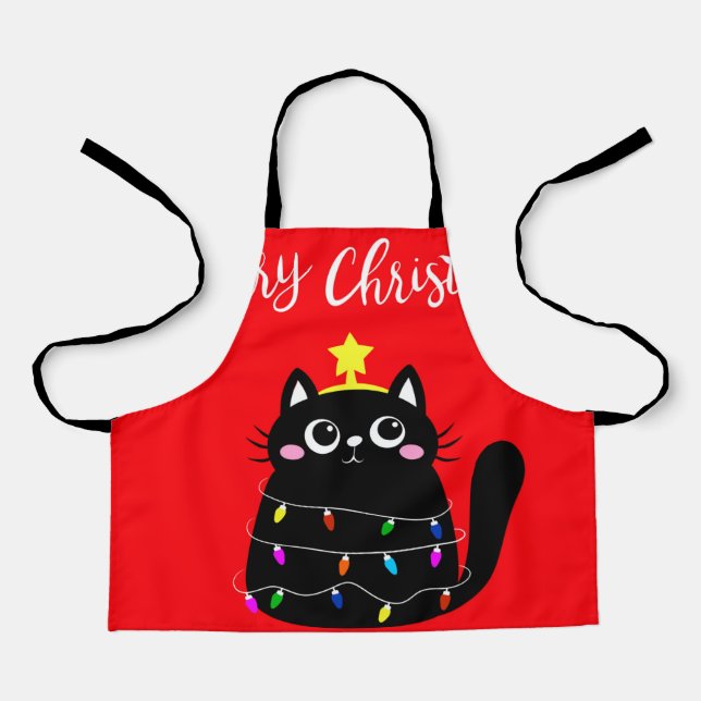 Cartoon Cute Black Christmas tree Schürze (Vorderseite)