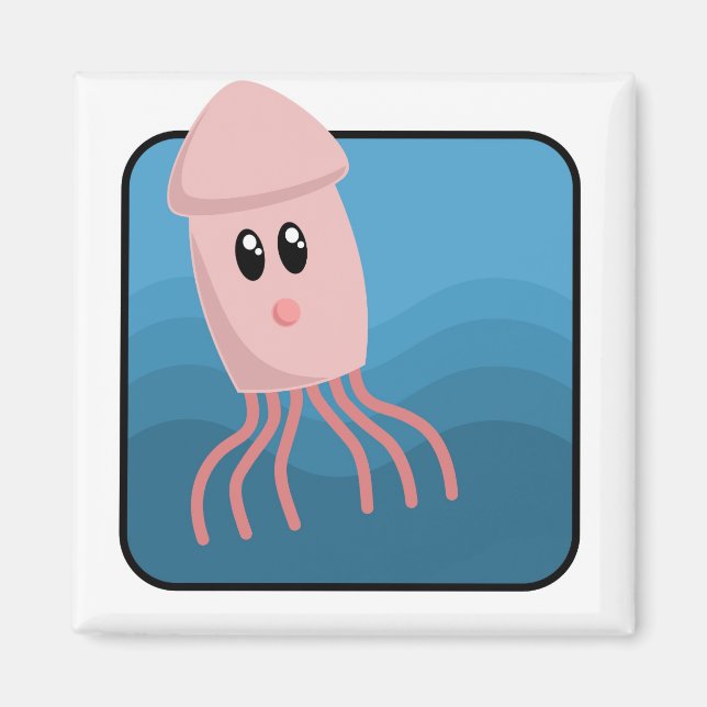 Cartoon Cuttlefish Magnet (Vorne)