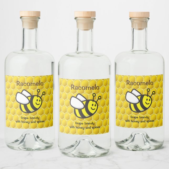 Cartoon d'abeilles domestiques Racomelo Étiquette (Bouteilles)