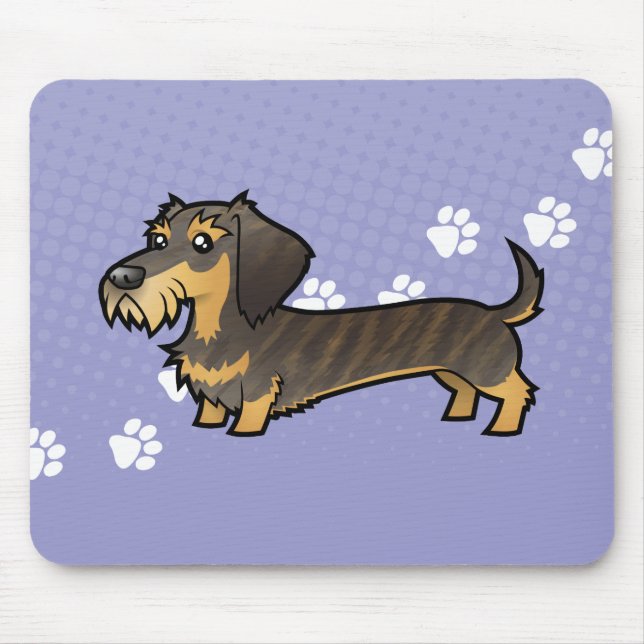 Cartoon-Dackel (Drahthaarterrier) Mousepad (Vorne)