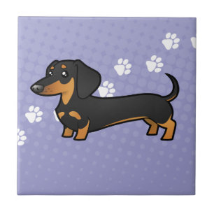 Cartoon-Dackel (glatter Mantel) Fliese