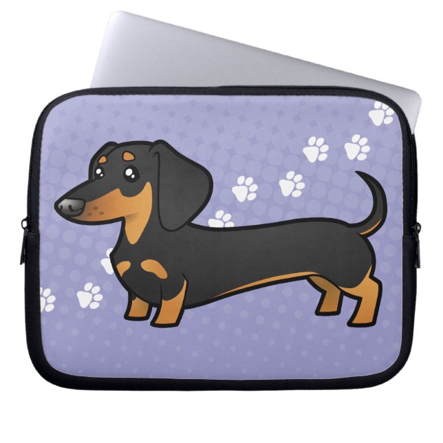 Cartoon-Dackel (glatter Mantel) Laptopschutzhülle (Vorderseite)