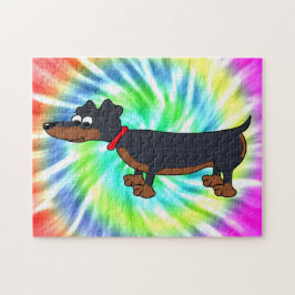 Cartoon Dackel Hunde Gefärbte Krawatte Design Puzz