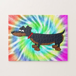 Cartoon Dackel Hunde Gefärbte Krawatte Design Puzz