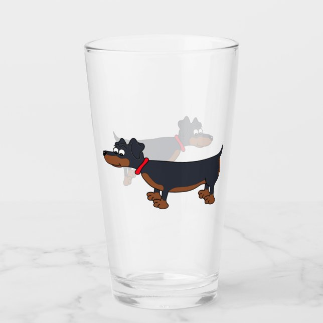 Cartoon Dackel Hundeglas Tumbler (Vorderseite)