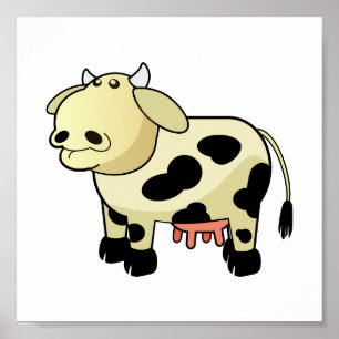 Cartoon Dairy Cow Canvas Print Poster