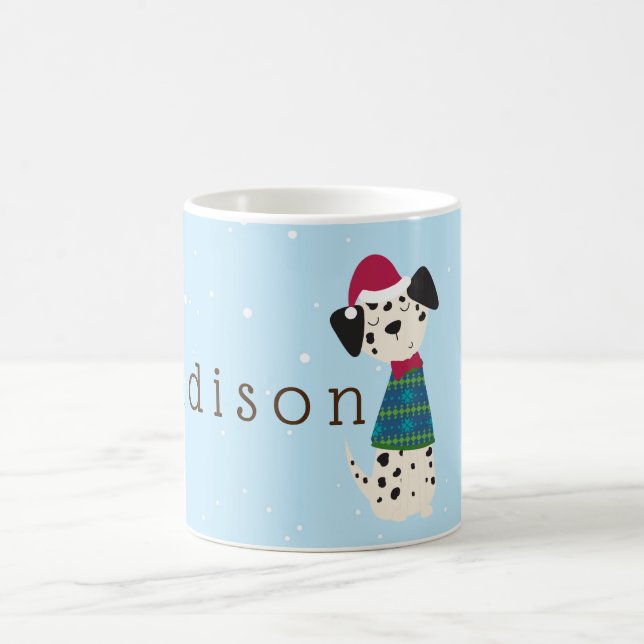 Cartoon Dalmatiner im Winter Weihnachten Kaffeetasse (Mittel)