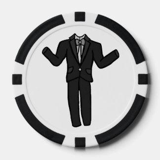 Cartoon Dark Gray Tuxedo Suit  Pokerchips