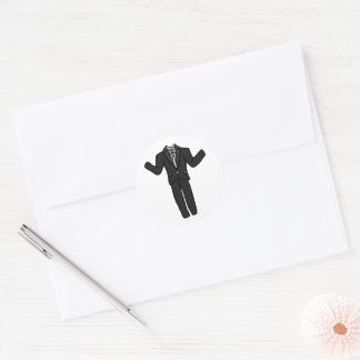 Cartoon Dark Gray Tuxedo Suit  Runder Aufkleber