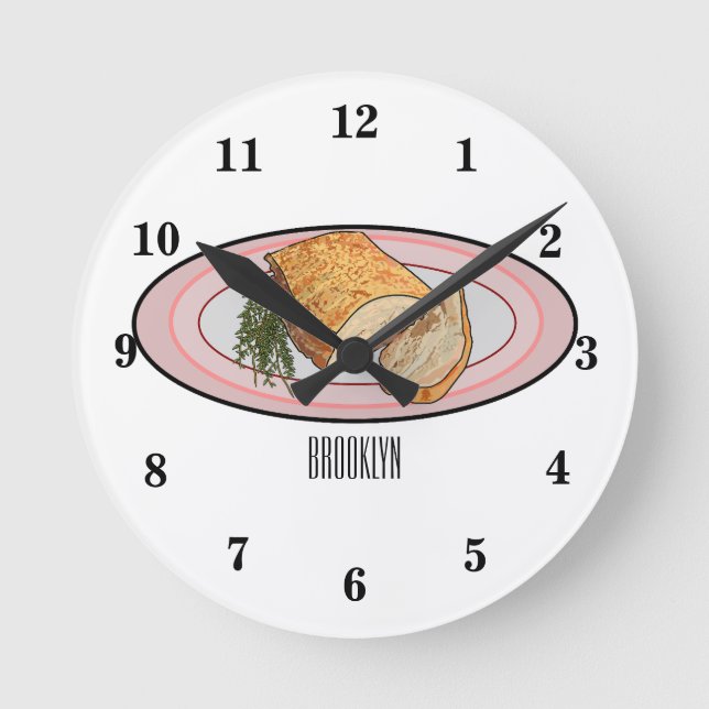 Cartoon-Darstellung von Schweinebauch Runde Wanduhr (Vorderseite)