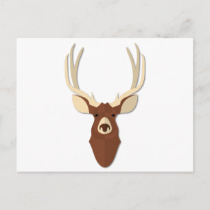Cartoon Deer Stag Head Postkarte