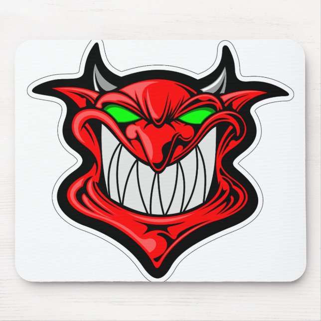 Cartoon demon face head satan mousepad (Vorne)