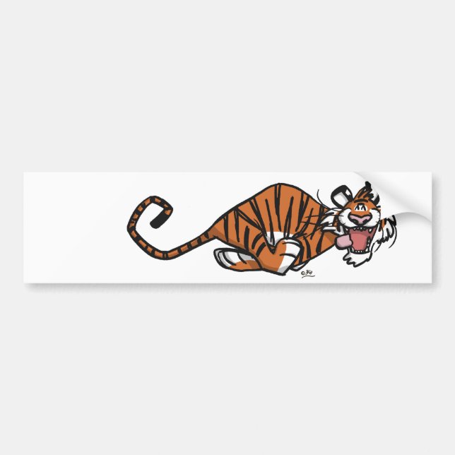 Cartoon, der den Tiger-Autoaufkleber läuft Autoaufkleber (Vorne)