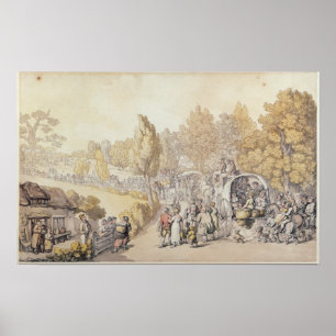 Cartoon, der die Landvölker verlassen für Poster