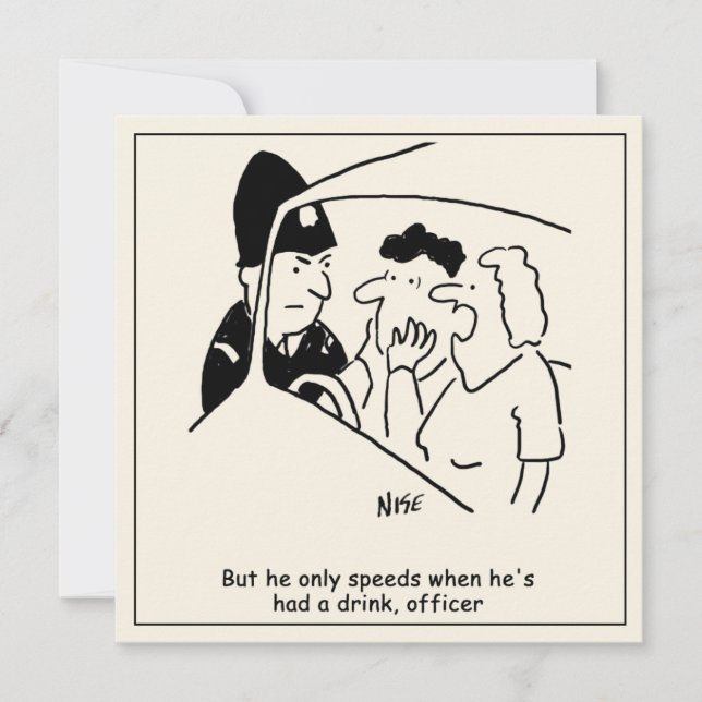 Cartoon der Ehefrau mit Ehemann, der Drink Driver  Karte (Vorderseite)